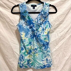 CHAPS PAISLEY BLUE/YELLOW/WHITE PRINT Y2K TANK TOP | Size Small